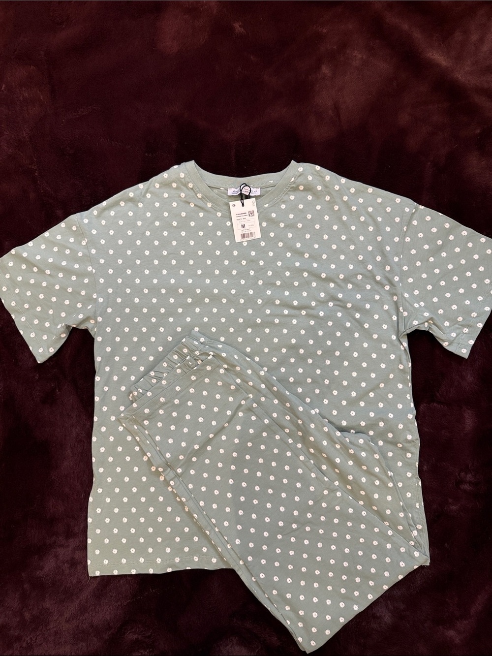 Women's Sage Green Polka Dot Pajama Set